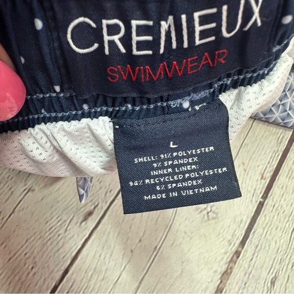 Daniel Cremieux swimwear Blue White geo print 6" Swim Trunks shorts sz L - Picture 9 of 10